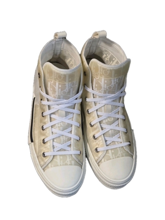 DIOR B23 League High-Top Sneaker White and Cream Dior Canvas EU 42 US Men's Sz 9 - Picture 4 of 15